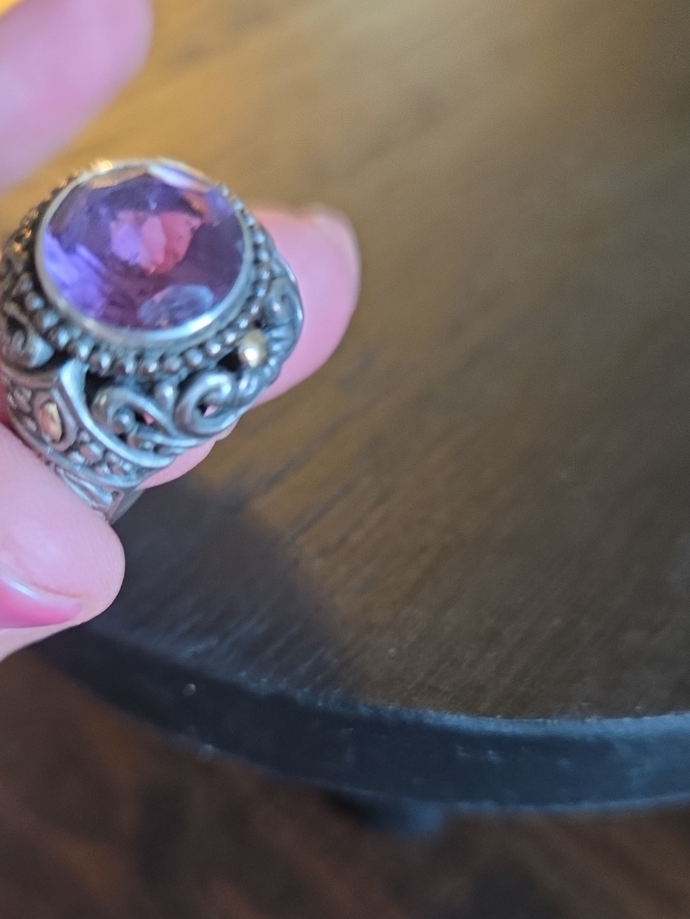 Brighton Silver Filigree Ring with Purple Stone - Picture 8 of 9